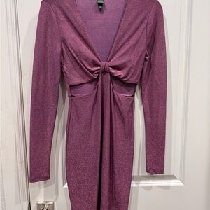 Wild Fable Shimmering Magenta Long Sleeve Dress